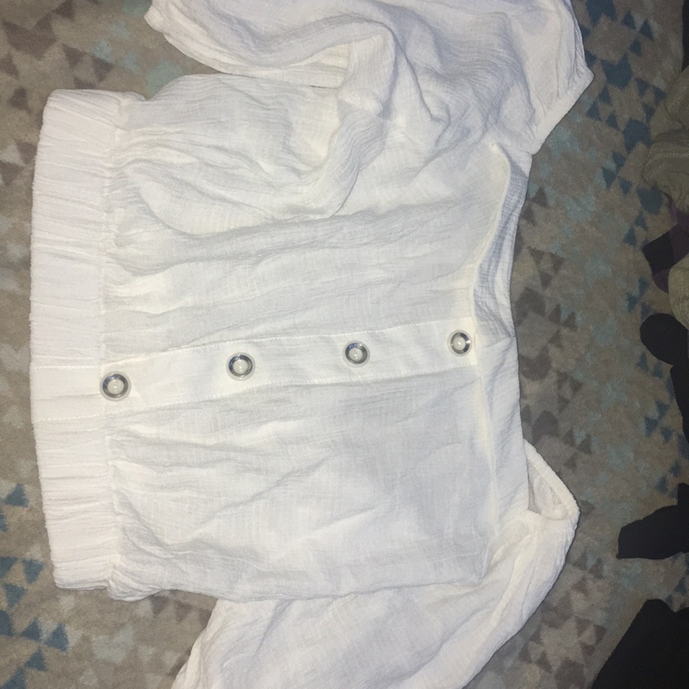 white shoulder top blouse